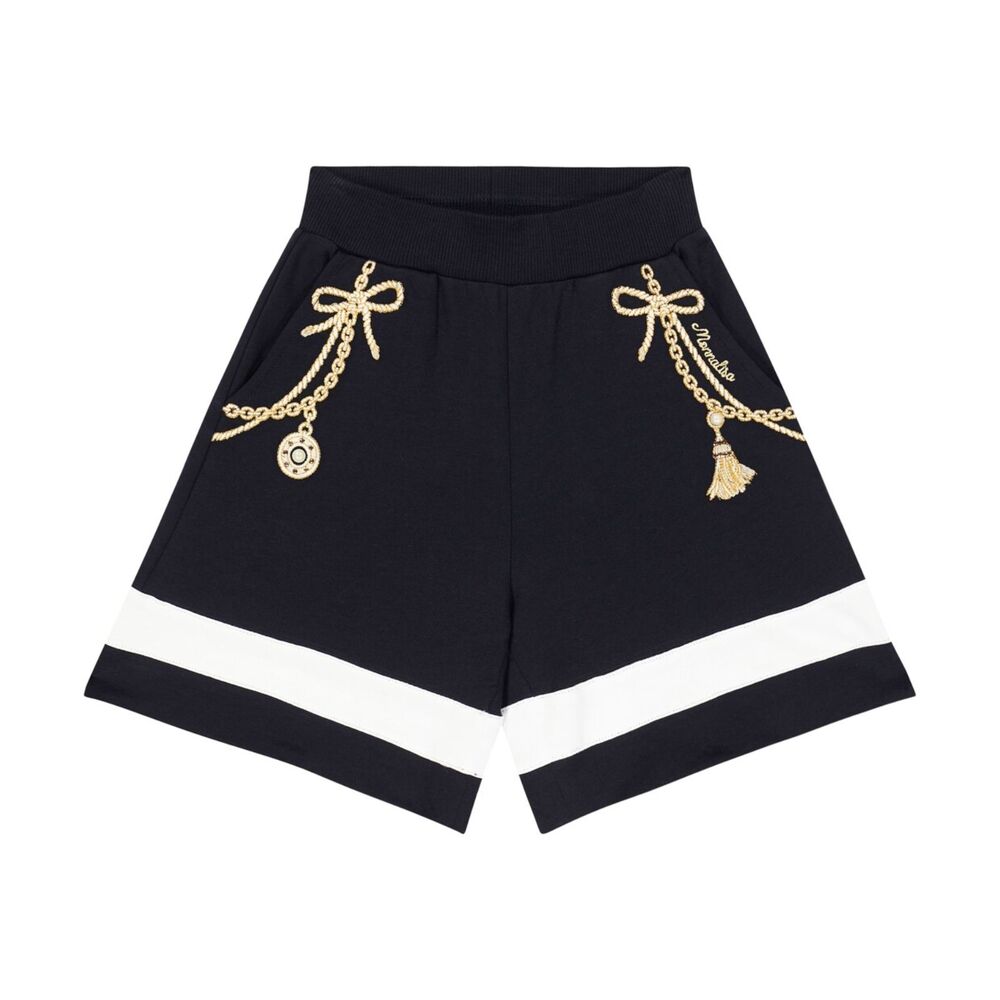 NWT Monnalisa Kids Embroidered cotton jersey shorts size 6